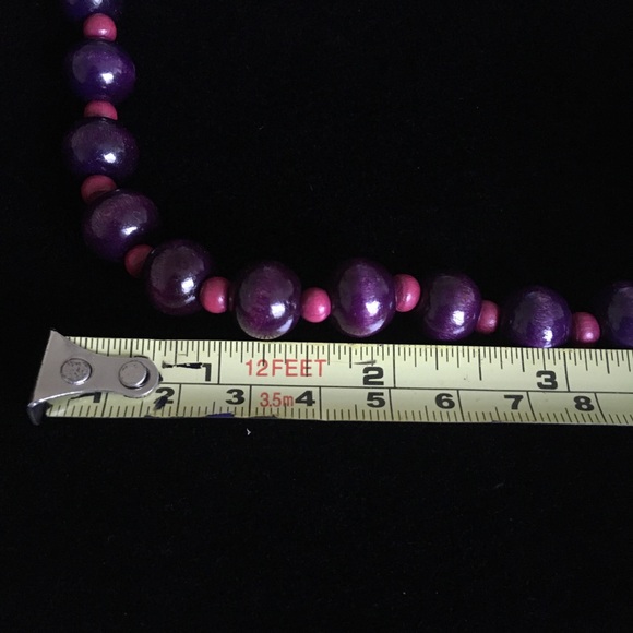 Little Girls Purple and Red Wooden Beaded Necklace - Picture 4 of 5